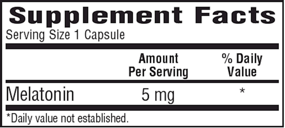 Melatonin 5 mg Supplement Facts Label