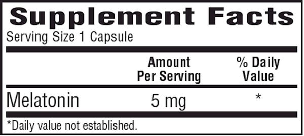 Melatonin 5 mg Supplement Facts Label