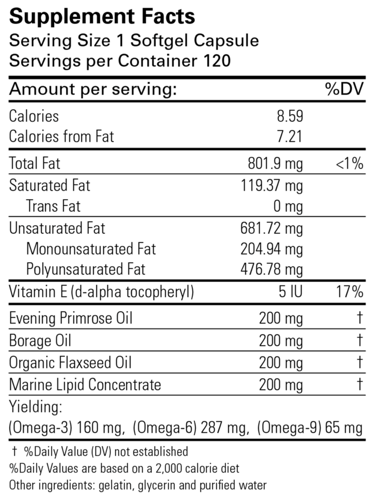 OmegaMaxx Supplement Facts Label