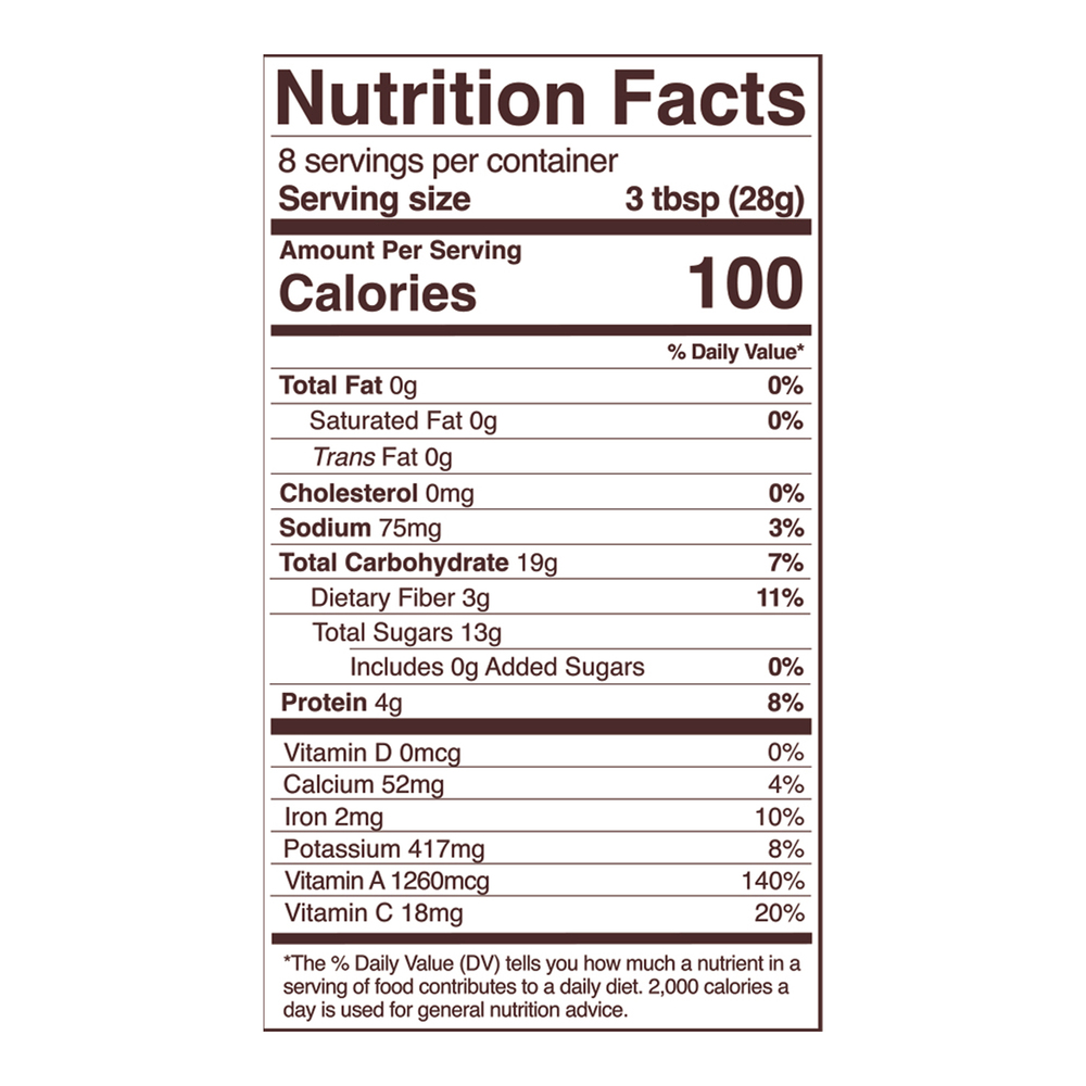 Goji Berries Supplement Facts Label