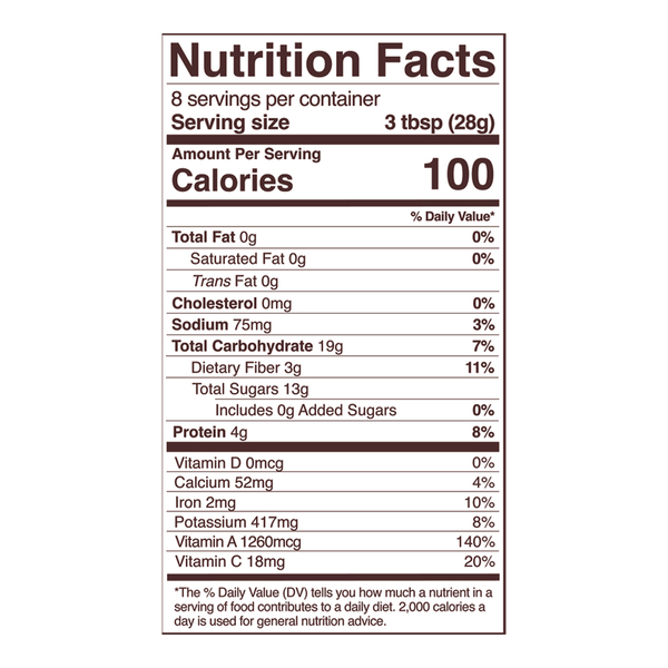 Goji Berries Supplement Facts Label