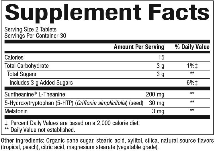 Stress-Relax Tranquil Sleep Supplement Facts Label