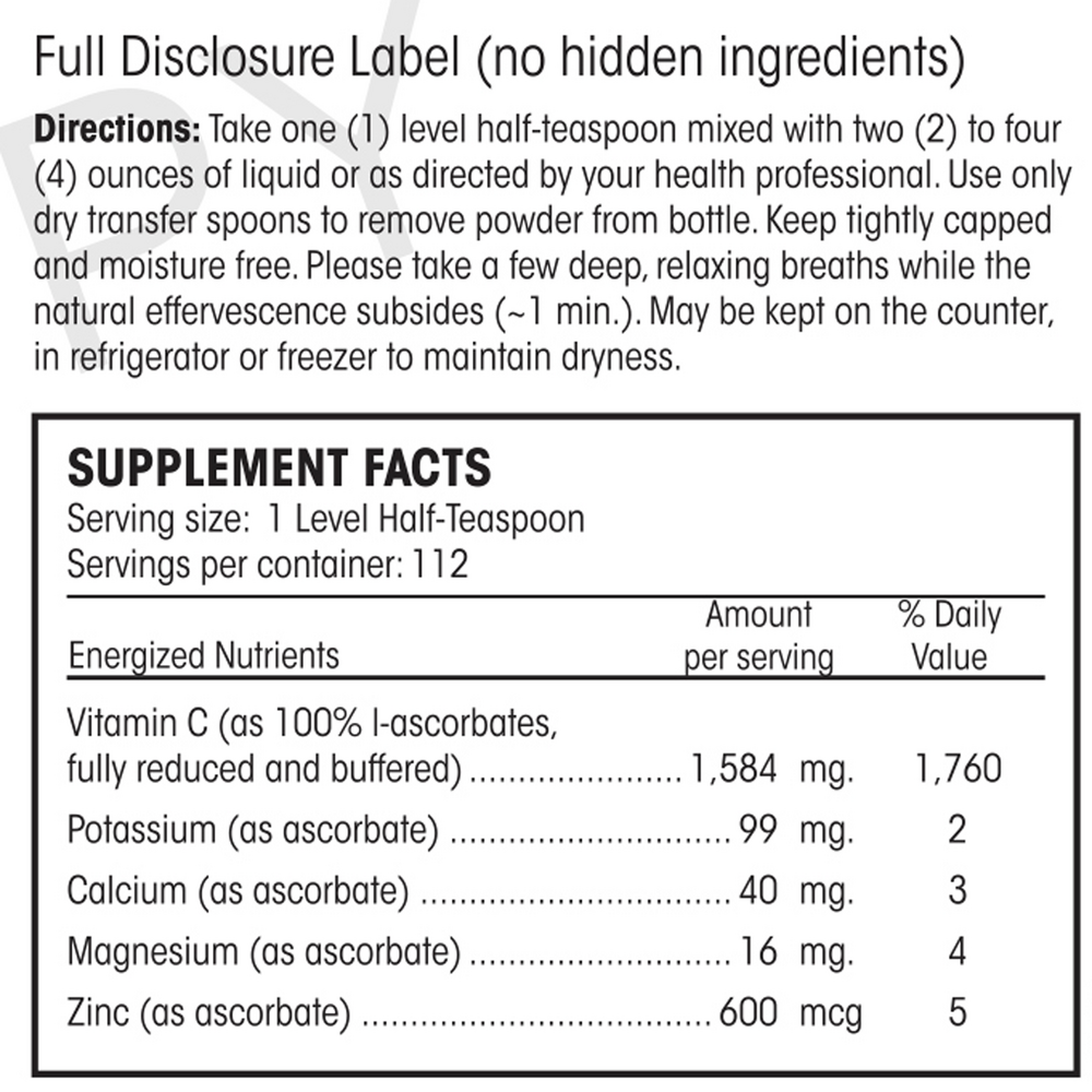 Potent C Guard Powder Supplement Facts Label