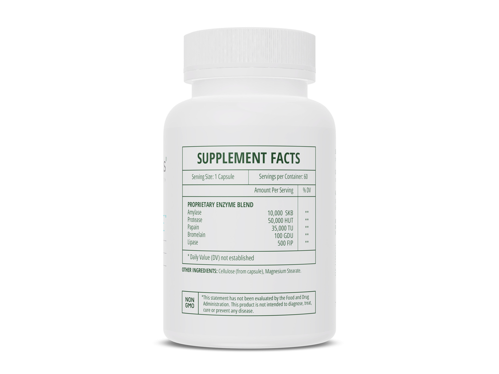 Mega-Polyzyme Supplement Facts Label