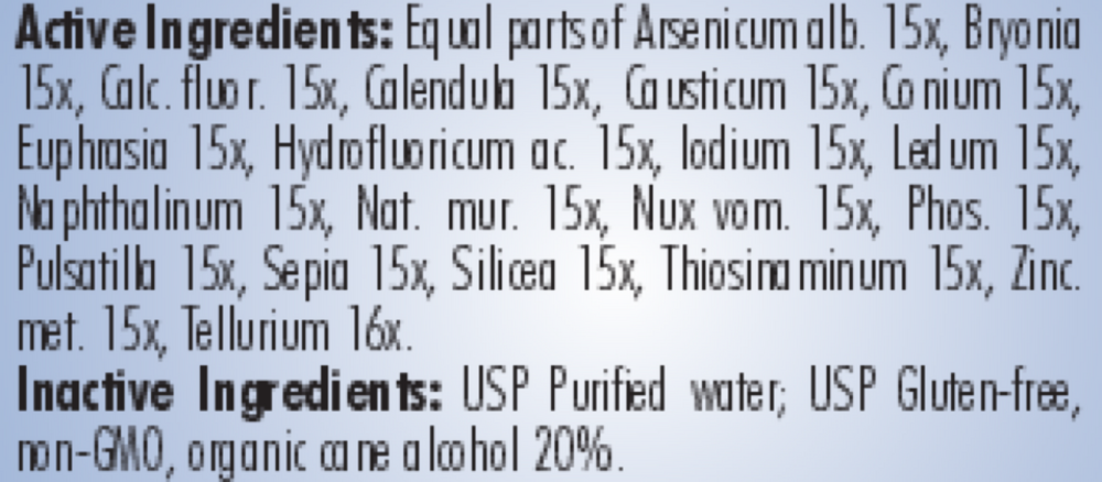 PRO Cataracc Supplement Facts Label