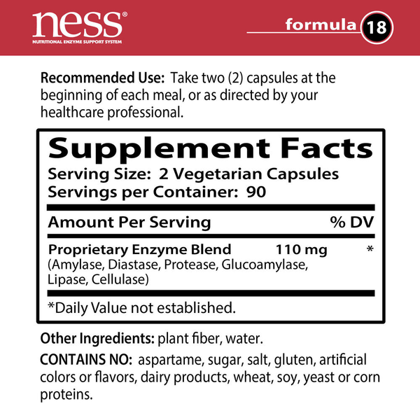 Fat Digest Formula 18 Supplement Facts Label