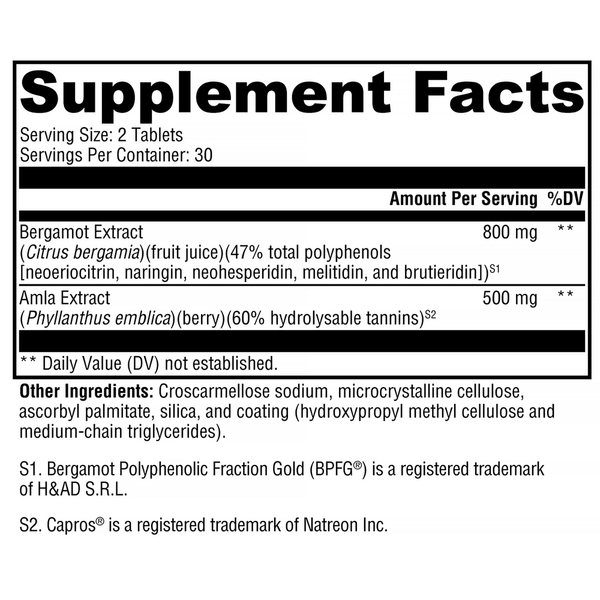 BergaCor® Plus Supplement Facts Label