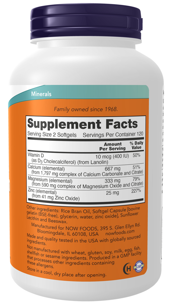 Calcium & Magnesium - 240 Softgels Supplement Facts Label