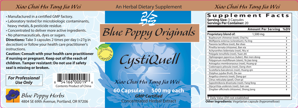 Cysti Quell Supplement Facts Label