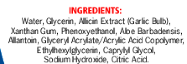 Alliderm Gel Supplement Facts Label