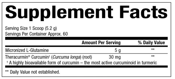 L-Glutamine with Theracurmin Supplement Facts Label
