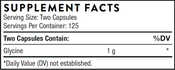 Glycine Supplement Facts Label