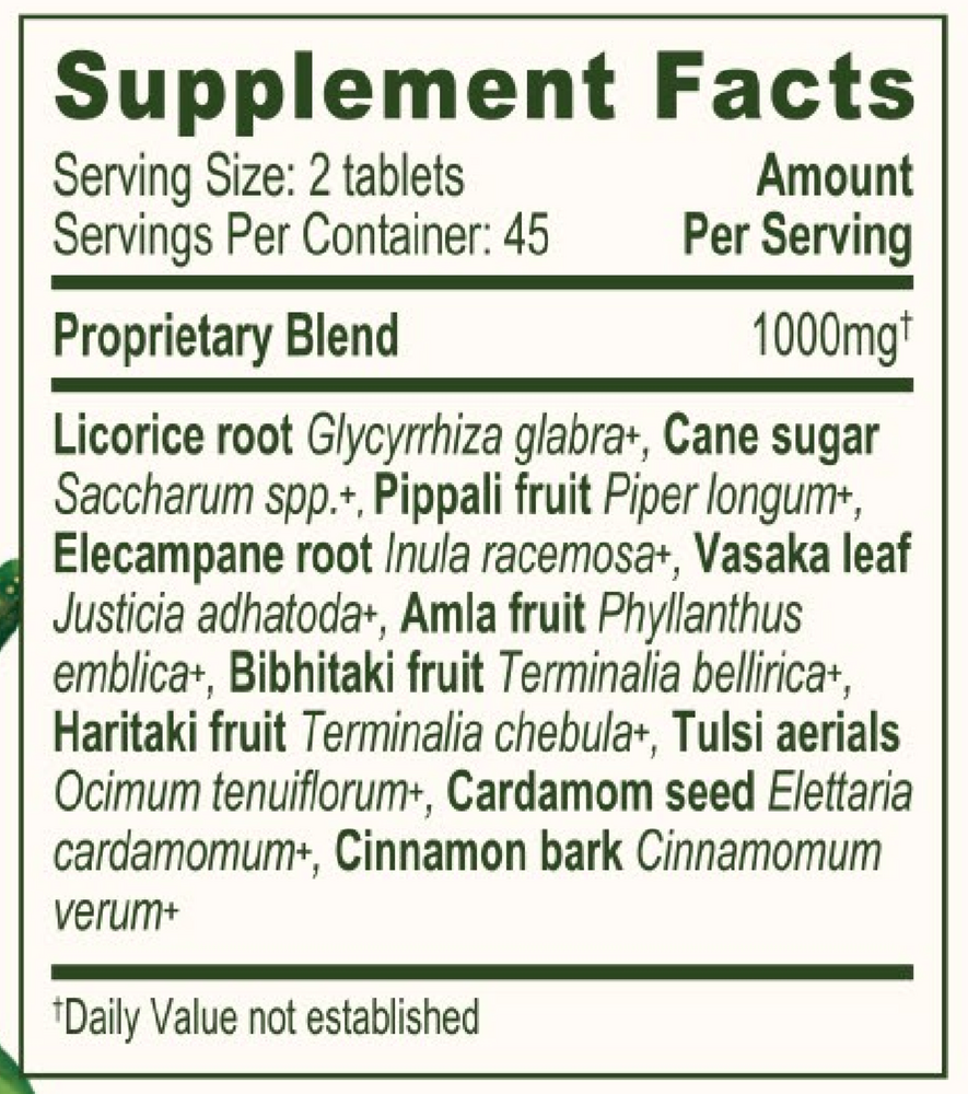 Lung Formula Supplement Facts Label