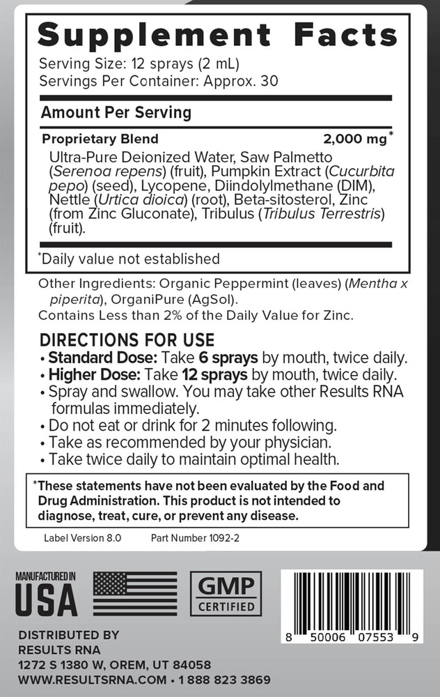 ACP Prostate Extra Strength Supplement Facts Label