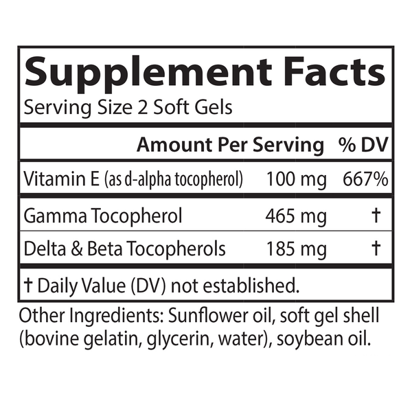 Gamma E-Gems Supplement Facts Label