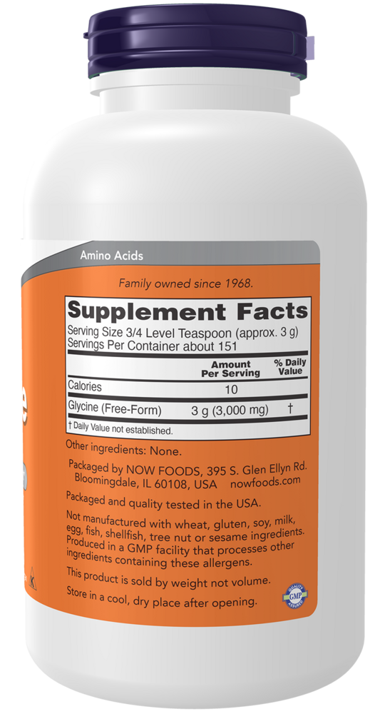Glycine Powder Supplement Facts Label