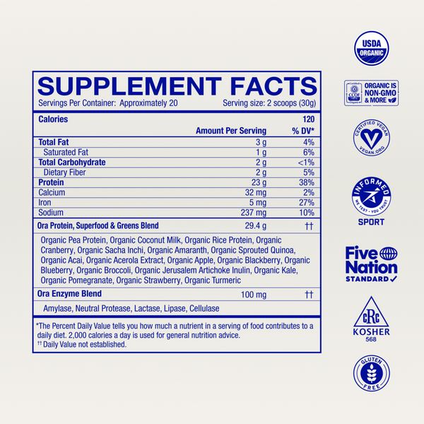 So Lean & So Clean: Organic Protein Powder Supplement Facts Label