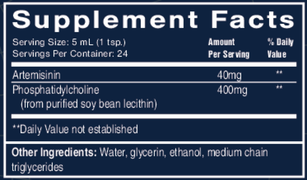 Artemisinin Emulsion* Supplement Facts Label