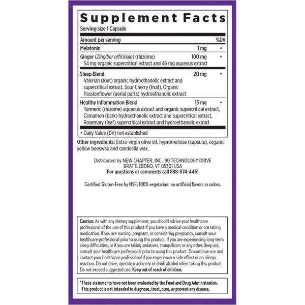 Restful Sleep and Pain Relief Supplement Facts Label