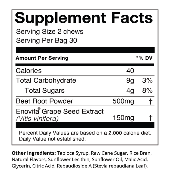 SuperBeets Heart Chews Supplement Facts Label