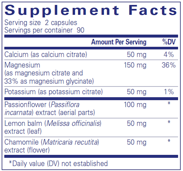 Muscle Cramp/Tension Formula 180's Supplement Facts Label