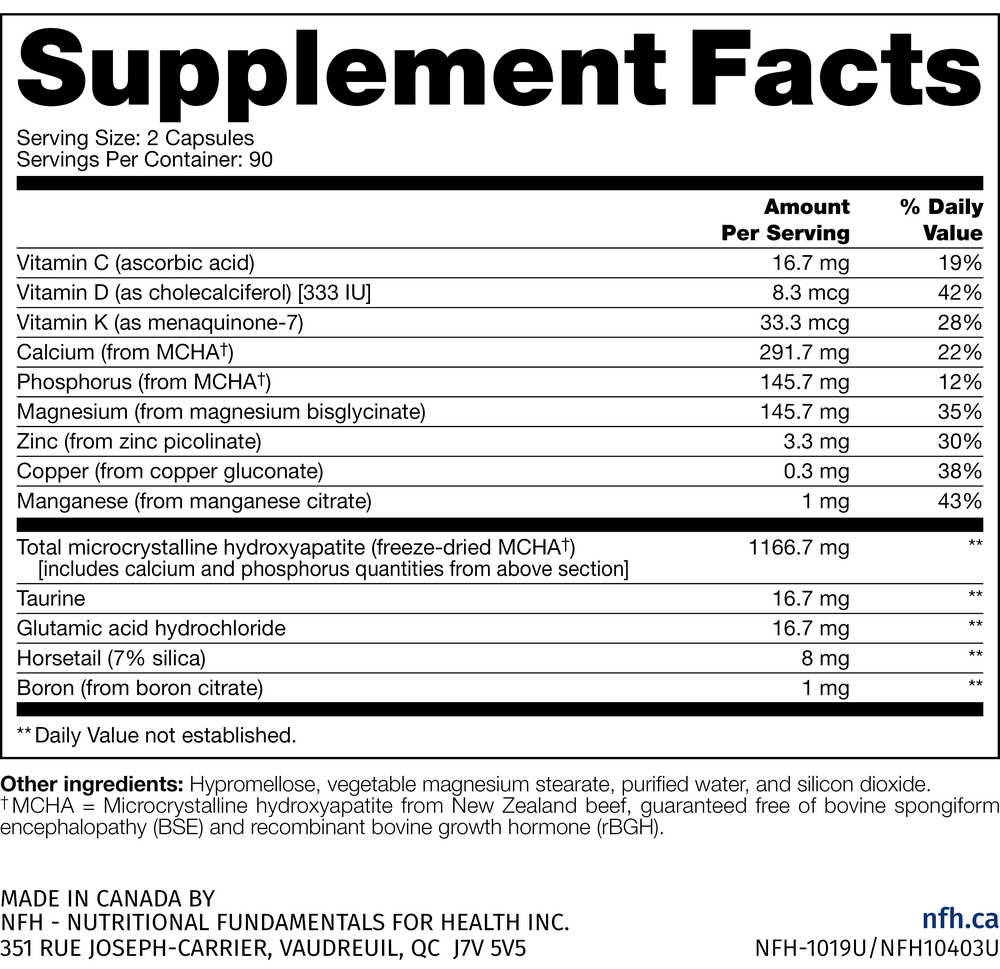 Osteo SAP Supplement Facts Label