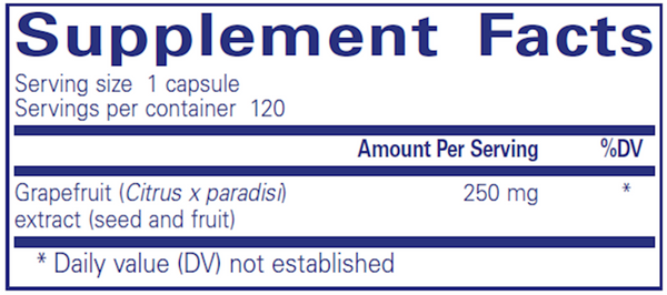 Grapefruit Seed Extract 60 Count Supplement Facts Label