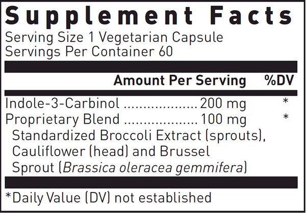 Ultra I-3-C Supplement Facts Label