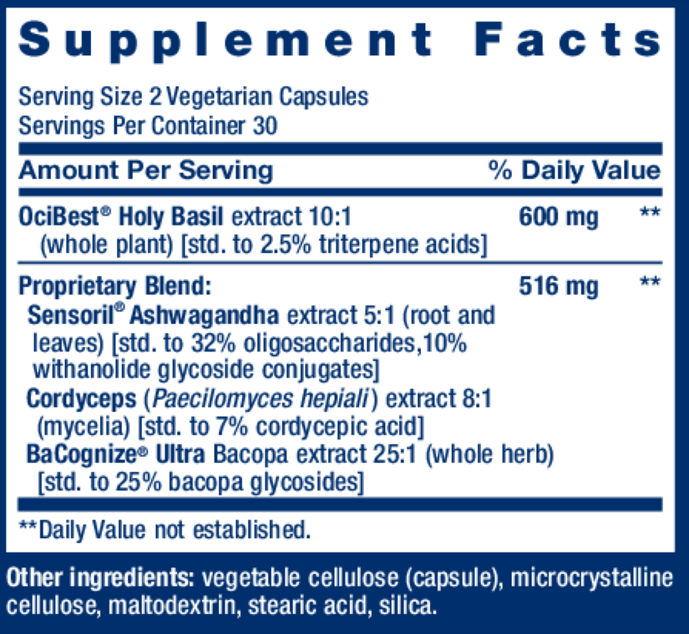 Adrenal Energy Formula Supplement Facts Label
