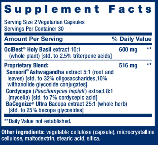 Adrenal Energy Formula Supplement Facts Label