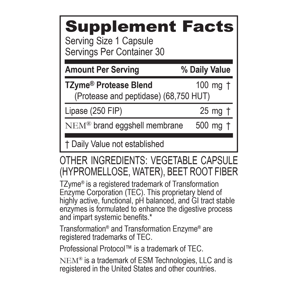 Joint Health Supplement Facts Label
