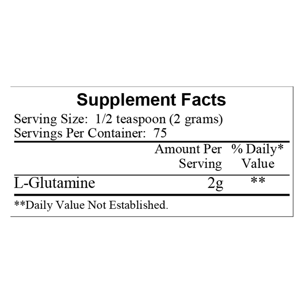 L-Glutamine Powder Supplement Facts Label