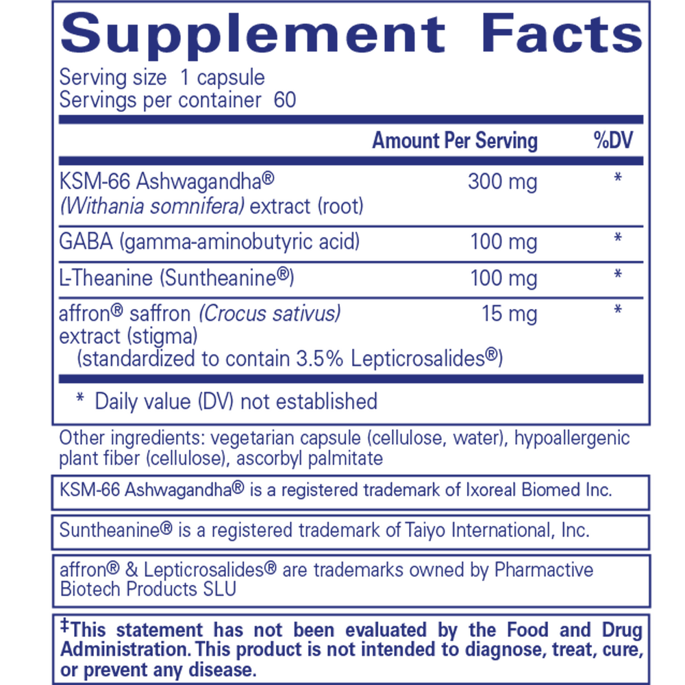 Daily Calm Supplement Facts Label