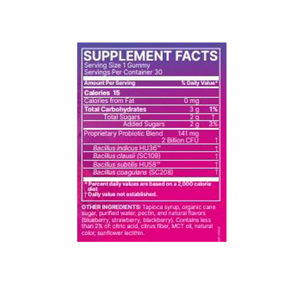MegaSporeBiotic for Kids Gummies Supplement Facts Label