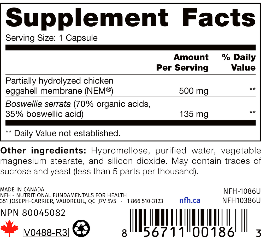 NEM® SAP Supplement Facts Label