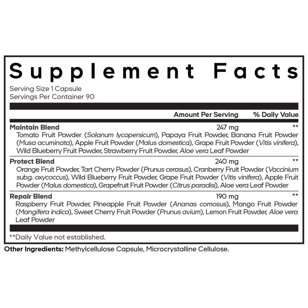 Fast Fruits Supplement Facts Label
