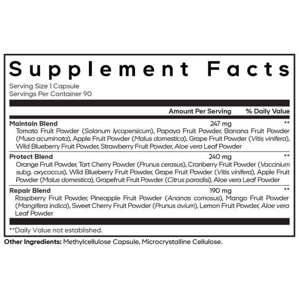 Fast Fruits Supplement Facts Label