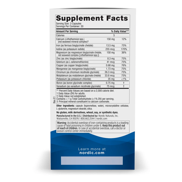 Multi Minerals Supplement Facts Label