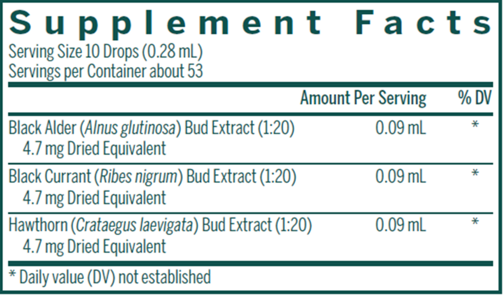 Trauma-gen Supplement Facts Label