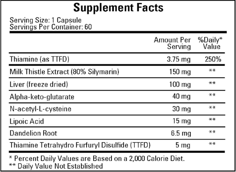 Hepagen Supplement Facts Label