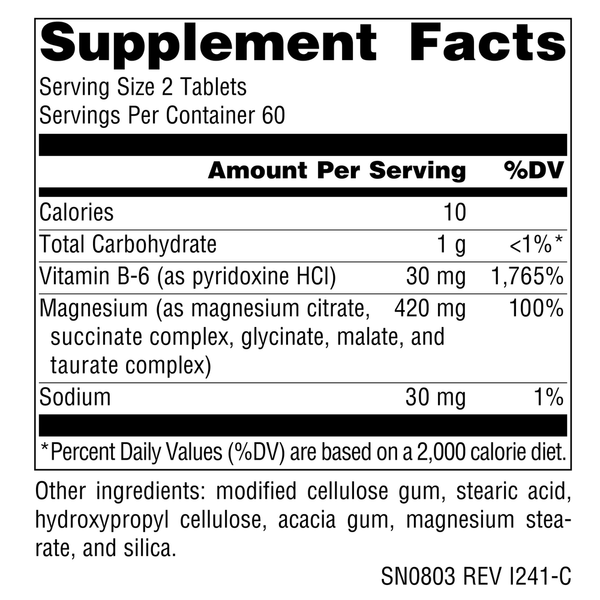 Ultra Mag Supplement Facts Label
