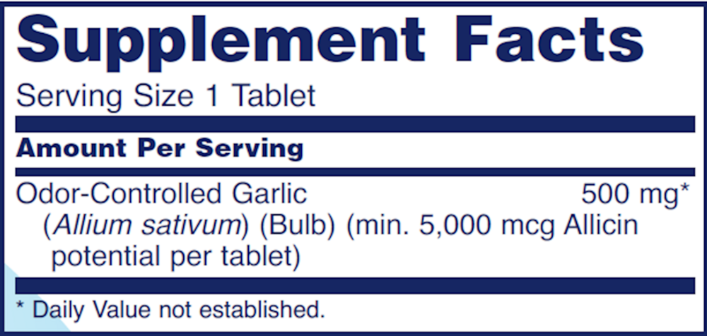 Garlic 5000 Supplement Facts Label
