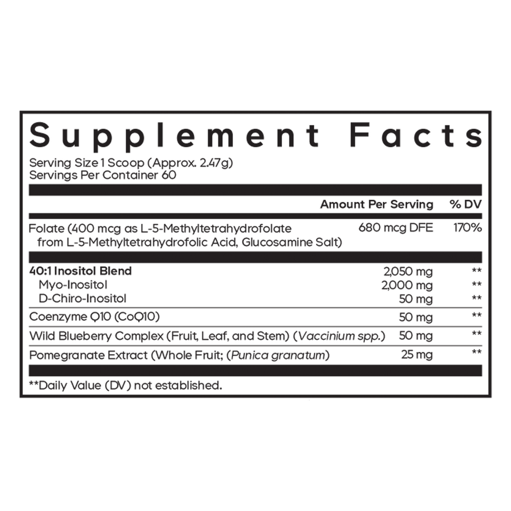 Liposomal Ovarian Inositol+ Powder Supplement Facts Label