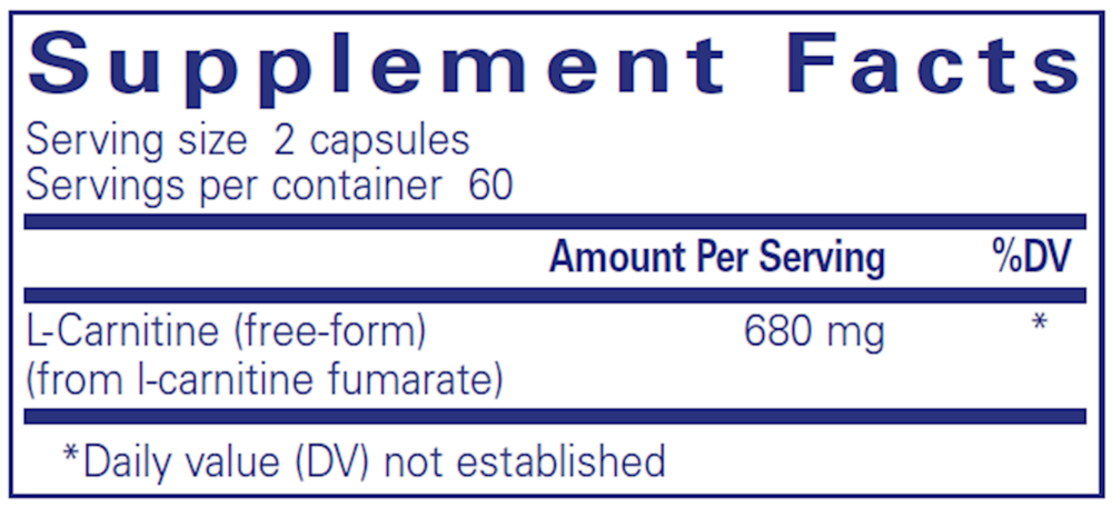L-Carnitine Fumarate Supplement Facts Label