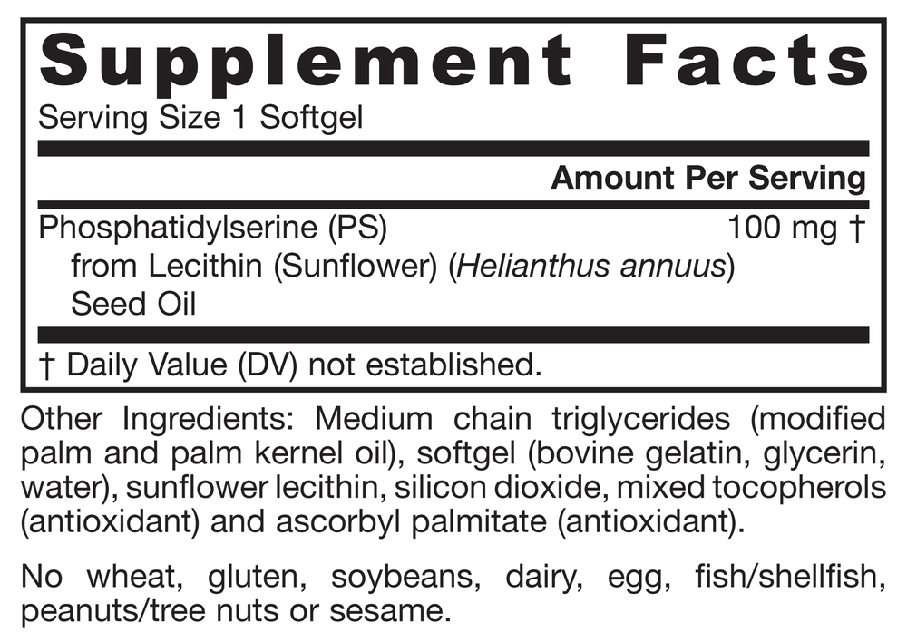 PS 100 mg Supplement Facts Label
