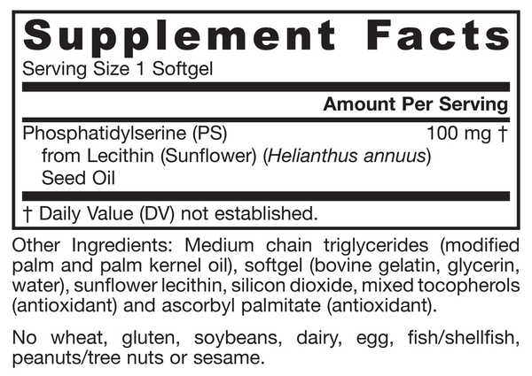 PS 100 mg Supplement Facts Label