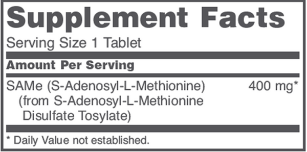 SAMe 400 mg Supplement Facts Label