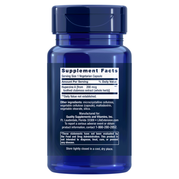 Huperzine A Supplement Facts Label