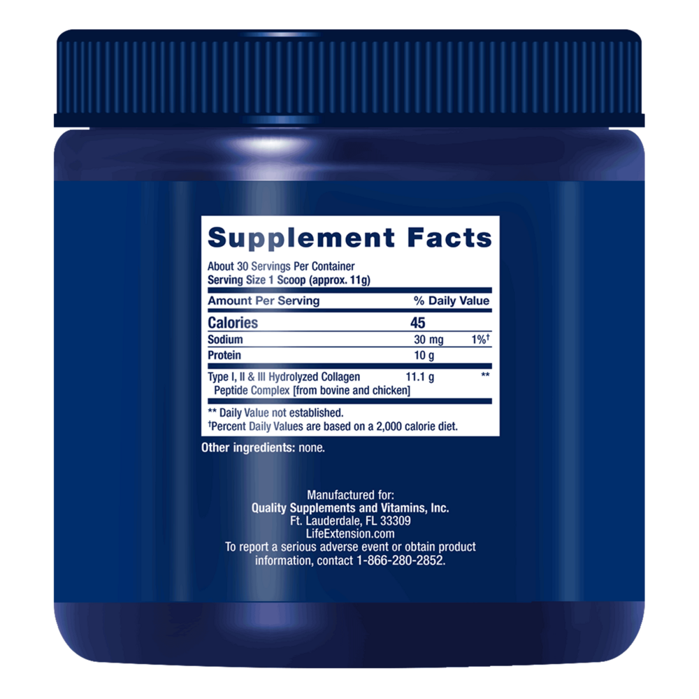 Collagen Peptides for Skin & Joints* Supplement Facts Label