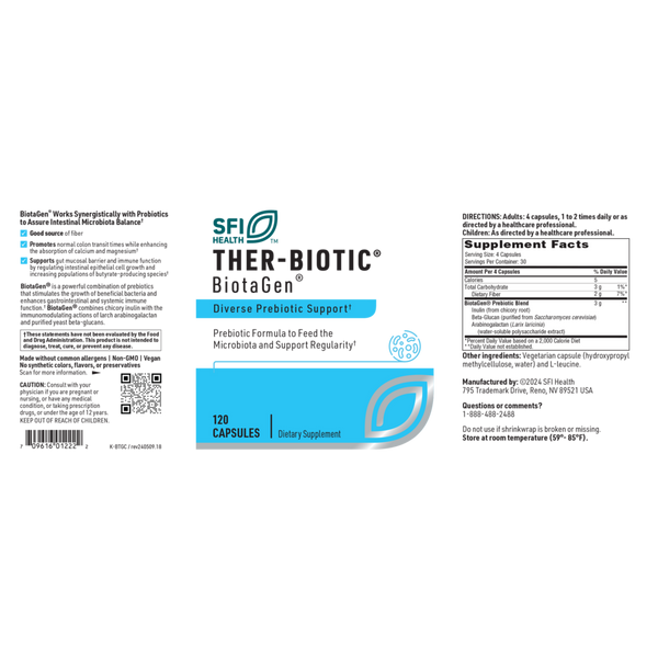 Ther-Biotic BiotaGen Supplement Facts Label